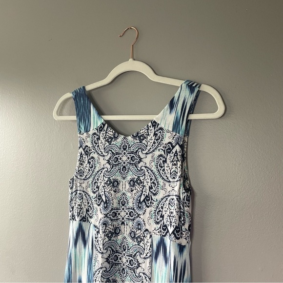 [xs] Tommy Bahama Floral White, Blue, and Teal Tropical Print Midi Sun Dress - Picture 5 of 8